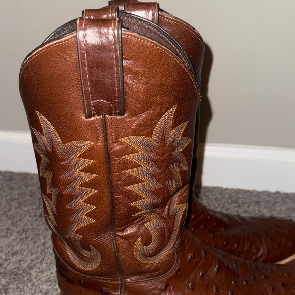 Men's Justin Tekno Crepe Brown Leather Cowboy Boots 9D - Picture 3 of 12